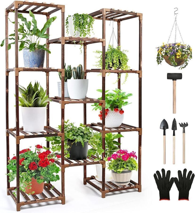 Wooden Multi Tier Plant Stand Flower Rack Shelf Holder Home Garden Decor