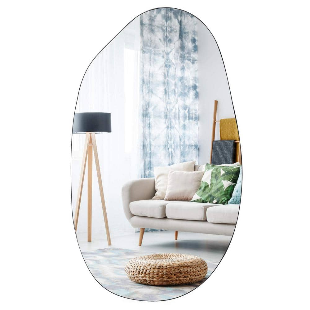 EDGEWOOD 19.7 in. W x 33.5 in. H Asymmetrical Oval Accent Wall Mounted Frameless Mirror 1079055932