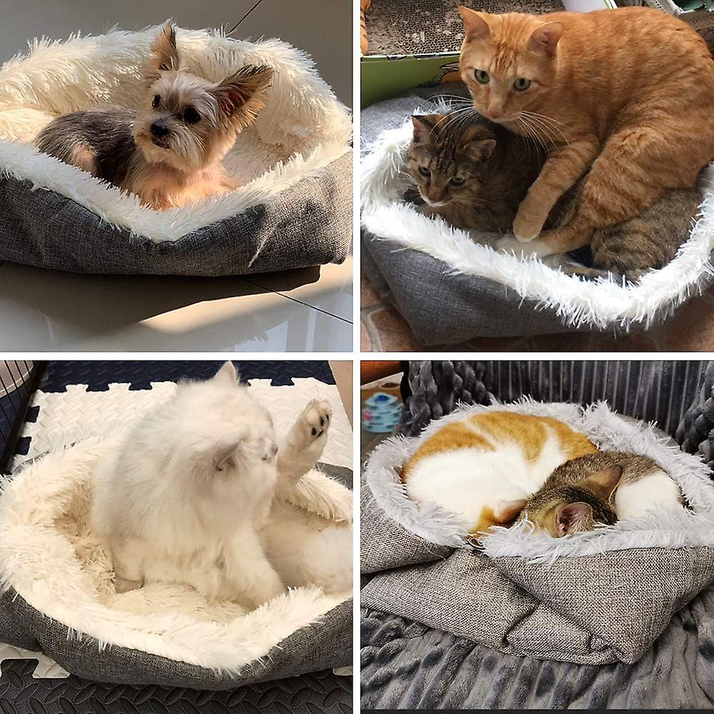 Cat Bed Dual-use Dog Bed Dog Blanket Cat Cat Basket Cat Nest Dog House Cat Comfortable Warm Puppy Nest Ultra Soft Fluffy Cushion Basket，a，1pcs