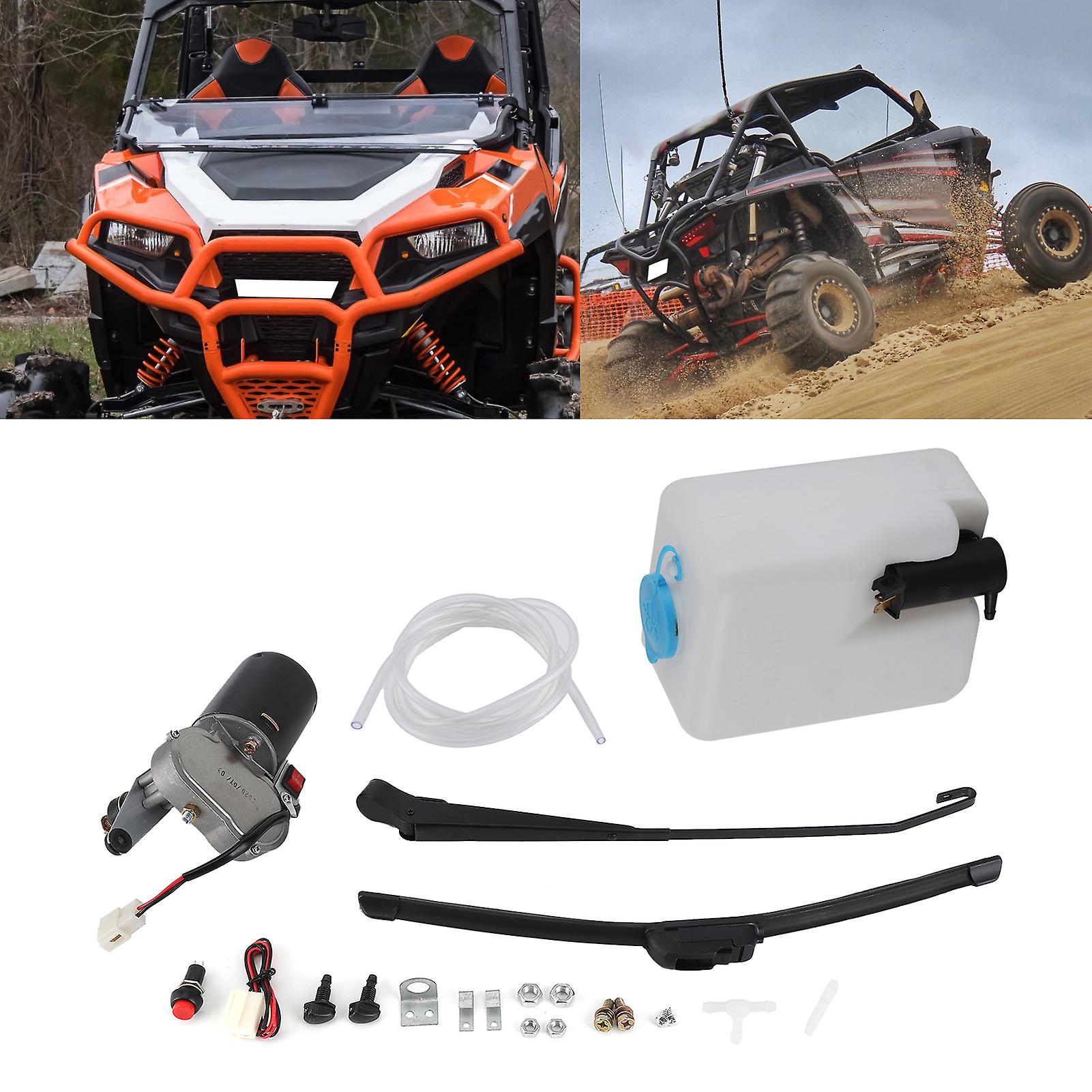 Electric Windshield Wiper Assembly Kit Motor Blade Arm Water Spout Pot Hose For Utv Atv