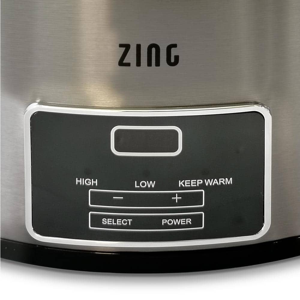 Zing 6 Qt. Oval Dark Stainless Steel Programmable Slow Cooker with Glass Lid SCO60-DST