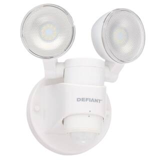 Defiant 1100 Lumen 180-Degree Integrated LED Two-Head White Outdoor Flood Light DFI-5936-WH