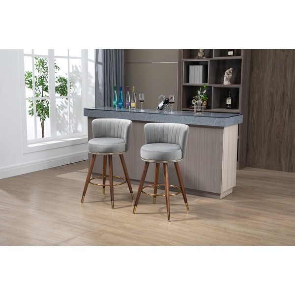 Set of 2 Solid Wood Legs Counter Height Bar Stools