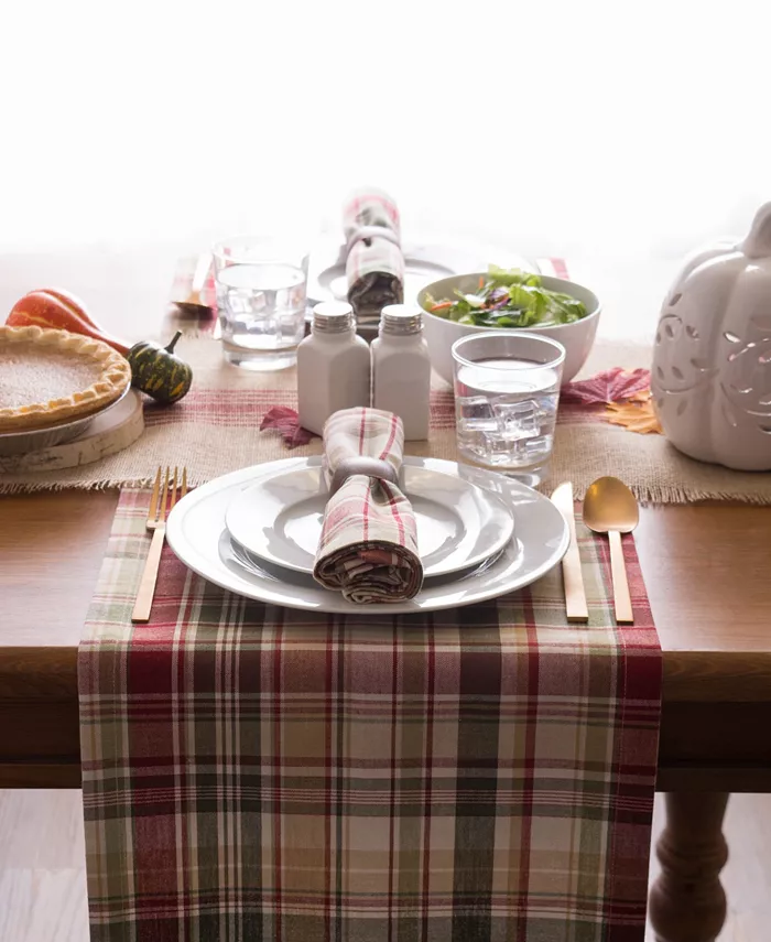 Design Imports Give Thanks Plaid Table Runner