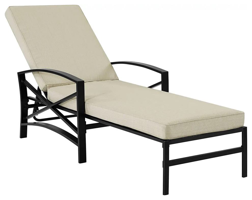 Outdoor Chaise Lounge  X Aluminum Frame  ampCushioned Seat   Transitional   Outdoor Chaise Lounges   by Decor Love  Houzz