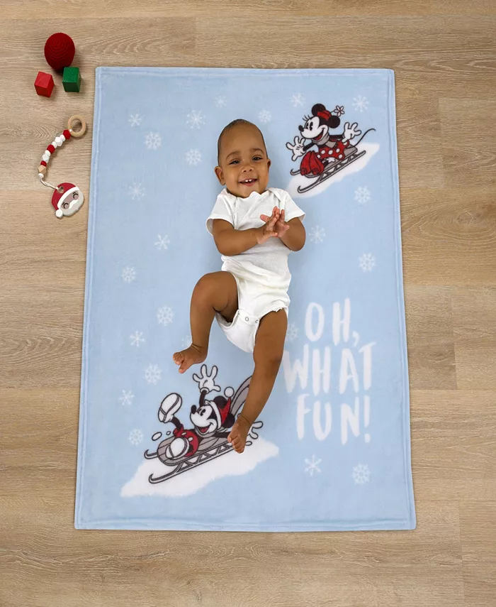 Disney Mickey and Minnie Mouse Oh What Fun Photo Op Baby Blanket