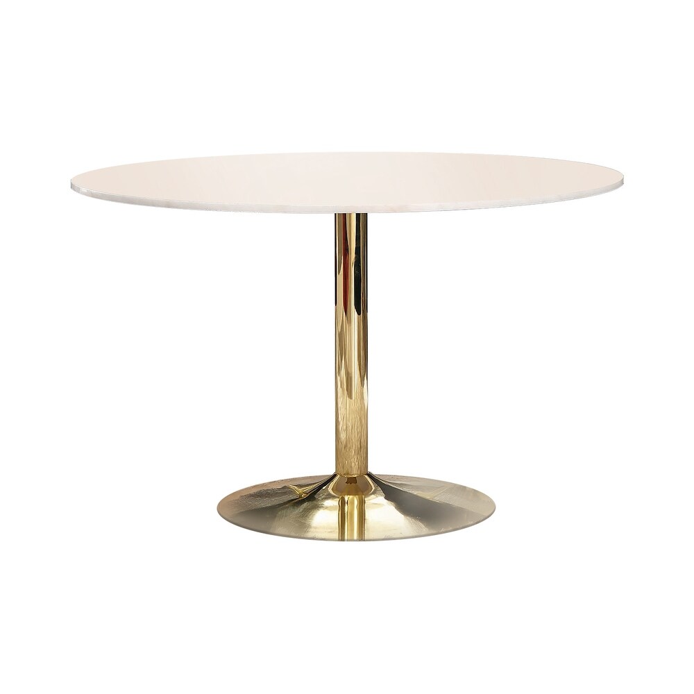 Raleigh White and Brass Pedestal Dining Table