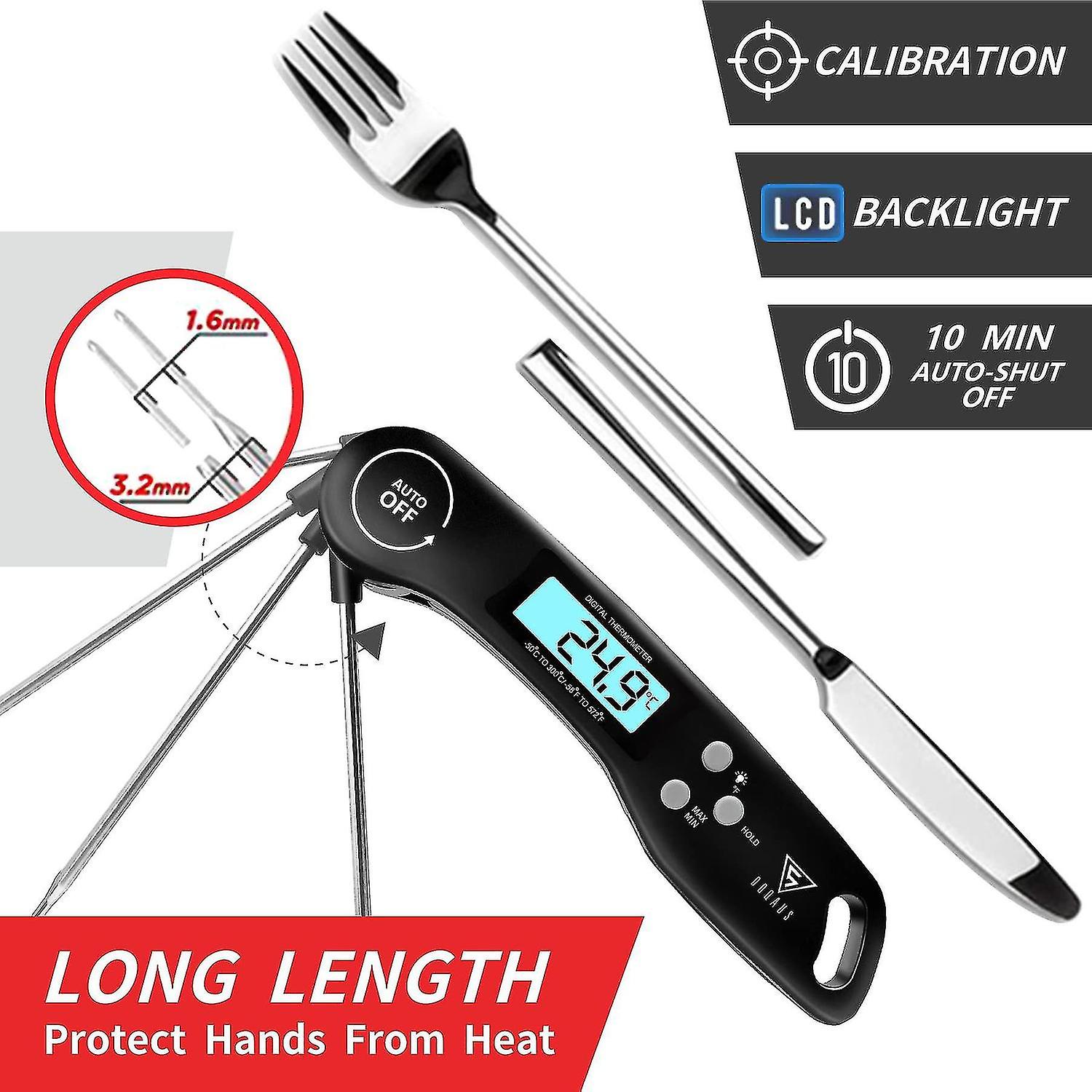 Kitchen Thermometer， 3s Instant Read Cooking Thermometer Meat Thermometer With Led Backlight Foldabl