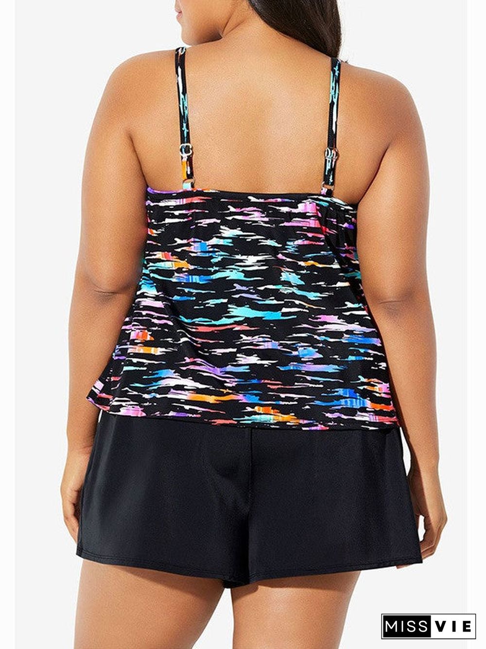 Plus Size Swimwear Sleeveless Floral Printed Tankini