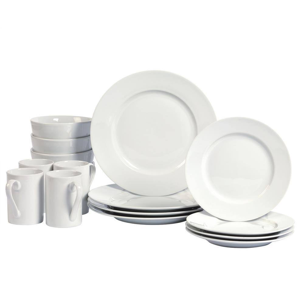 Tabletops Gallery 16-Piece Casual White Ceramic Dinnerware Set (Service for 4) TTU-U3680-EC