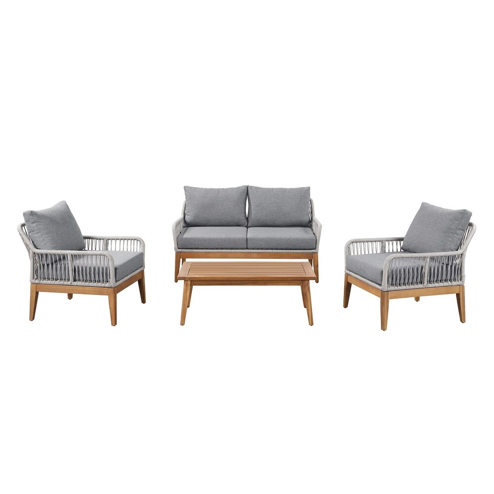 Ove Decors Thunder 4 Piece Conversation Set in Grey