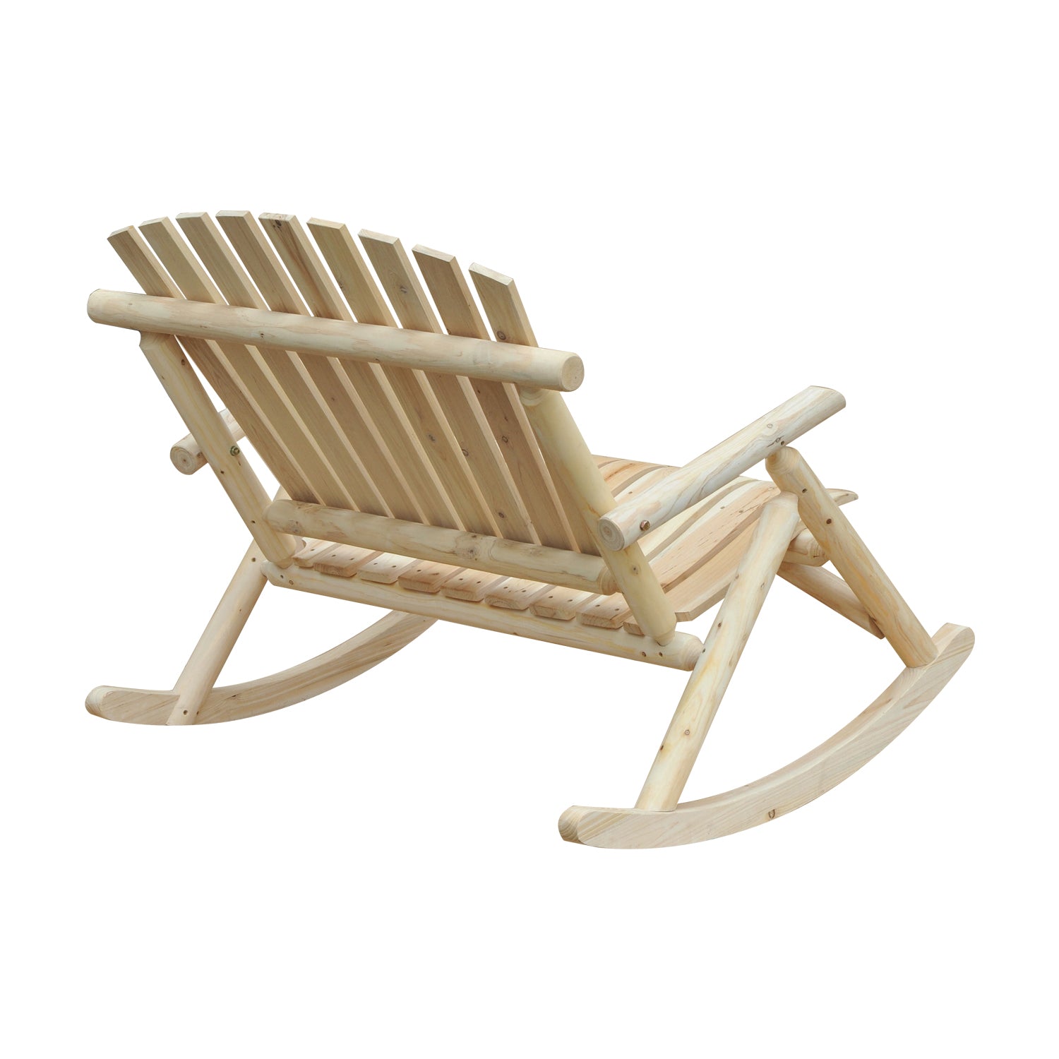 Suzicca 2 Person Fir Wood Rustic Outdoor Patio Adirondack Rocking Chair Bench