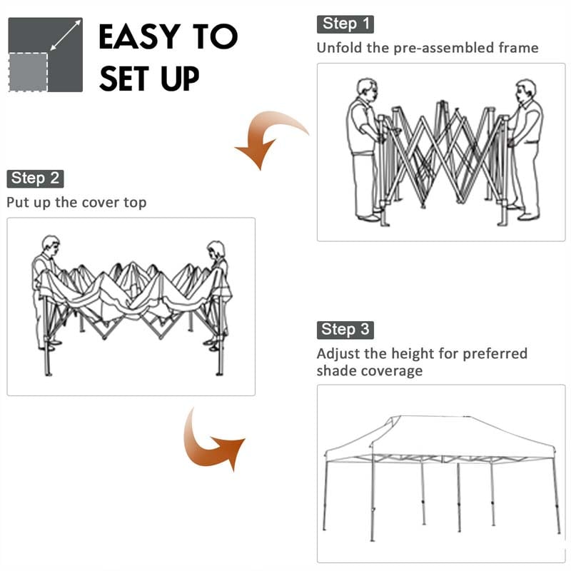 10 x 20 FT Pop Up Canopy Tent Portable Folding Event Party Tent Adjustable with Roller Bag