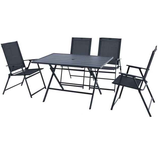 Tangkula 5 Pcs Patio Dining Furniture Set Outdoor Table amp Chair Set W folding Table