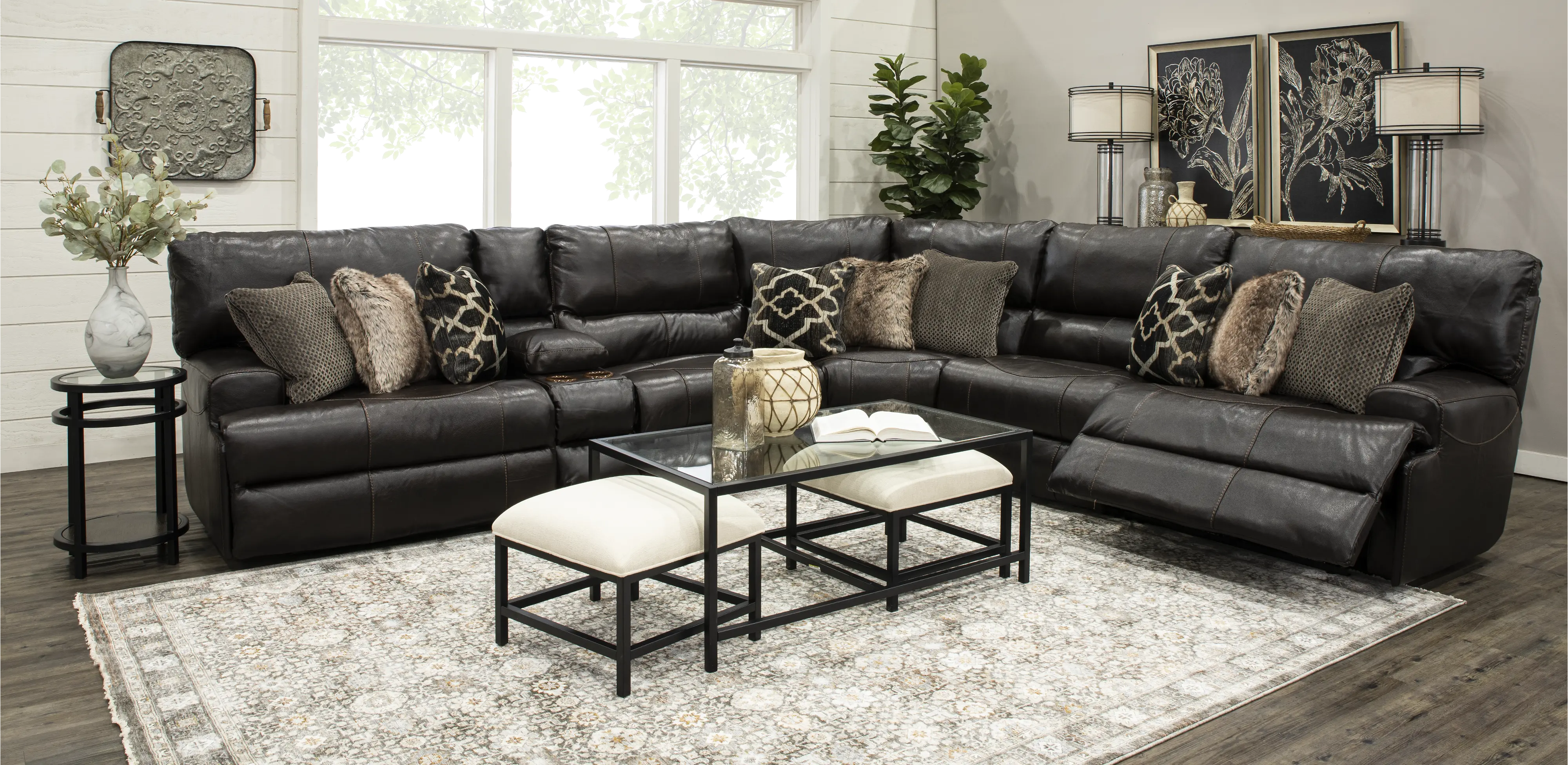 Chocolate Brown 6 Piece Reclining Sectional