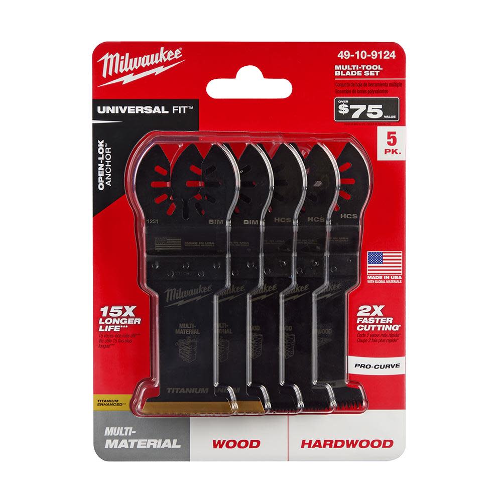 Milwaukee OPEN LOK Oscillating Blade Set 5pc