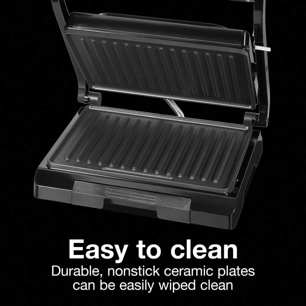 Proctor Silex 1000-Watt Black Panini Press with Nonstick Plates 25440PS