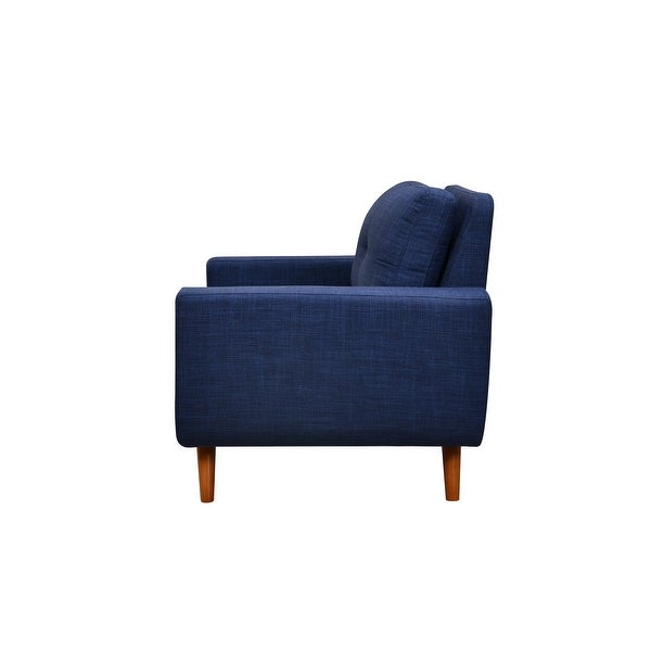 41 Linen Fabric Accent Chair， Modern Armchair Button Tufted Upholstered Accent Sofa Chairs for Living Room， Dark Blue