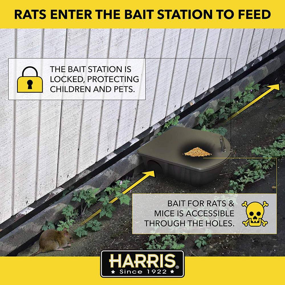 Harris 4 lbs.64 Bars All Weather Rat and Mouse Killer and 3 Locking Rat and Mouse Refillable Bait Stations HRB64-3RATBOX