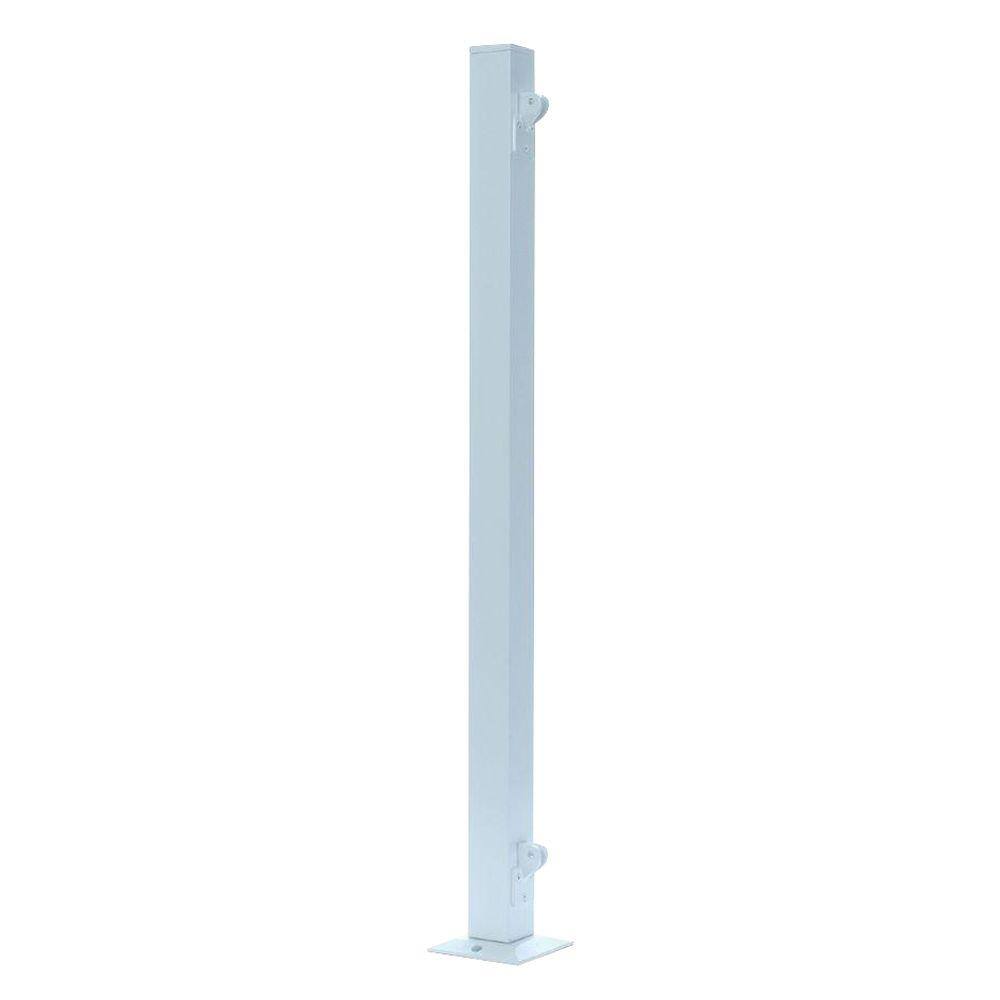 UDECX 3-16 ft. x 2 in. x 2 in. Aluminum White End Railing Post RRE941