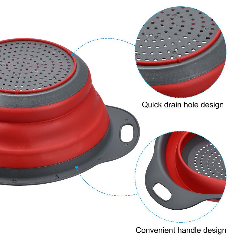 Collapsible Colander Silicone Round Foldable Strainer， Diameter Sizes 9.4inch