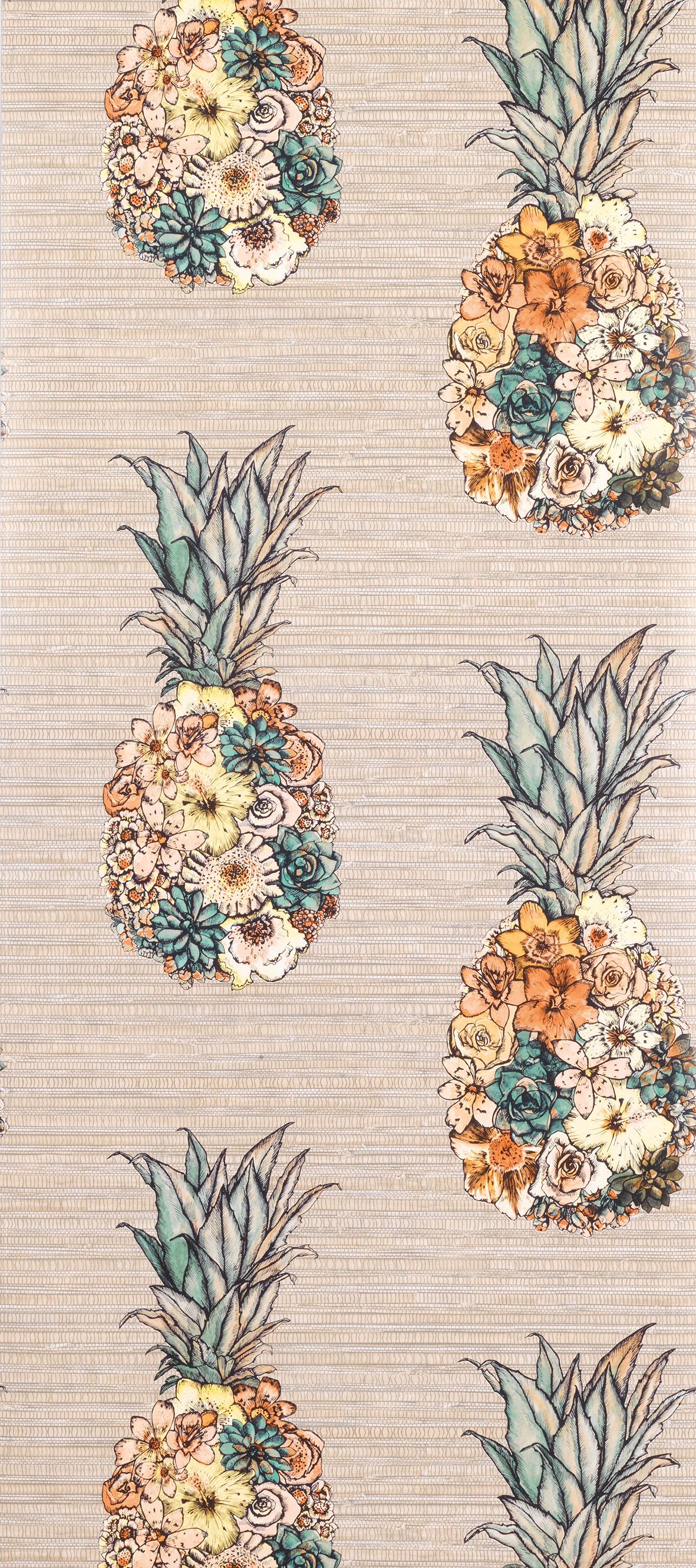 Ananas Wallpaper in Beige from the Deya Collection