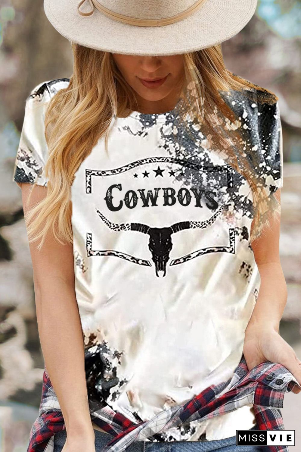 Gray Western Cow Horn Graphic Tee