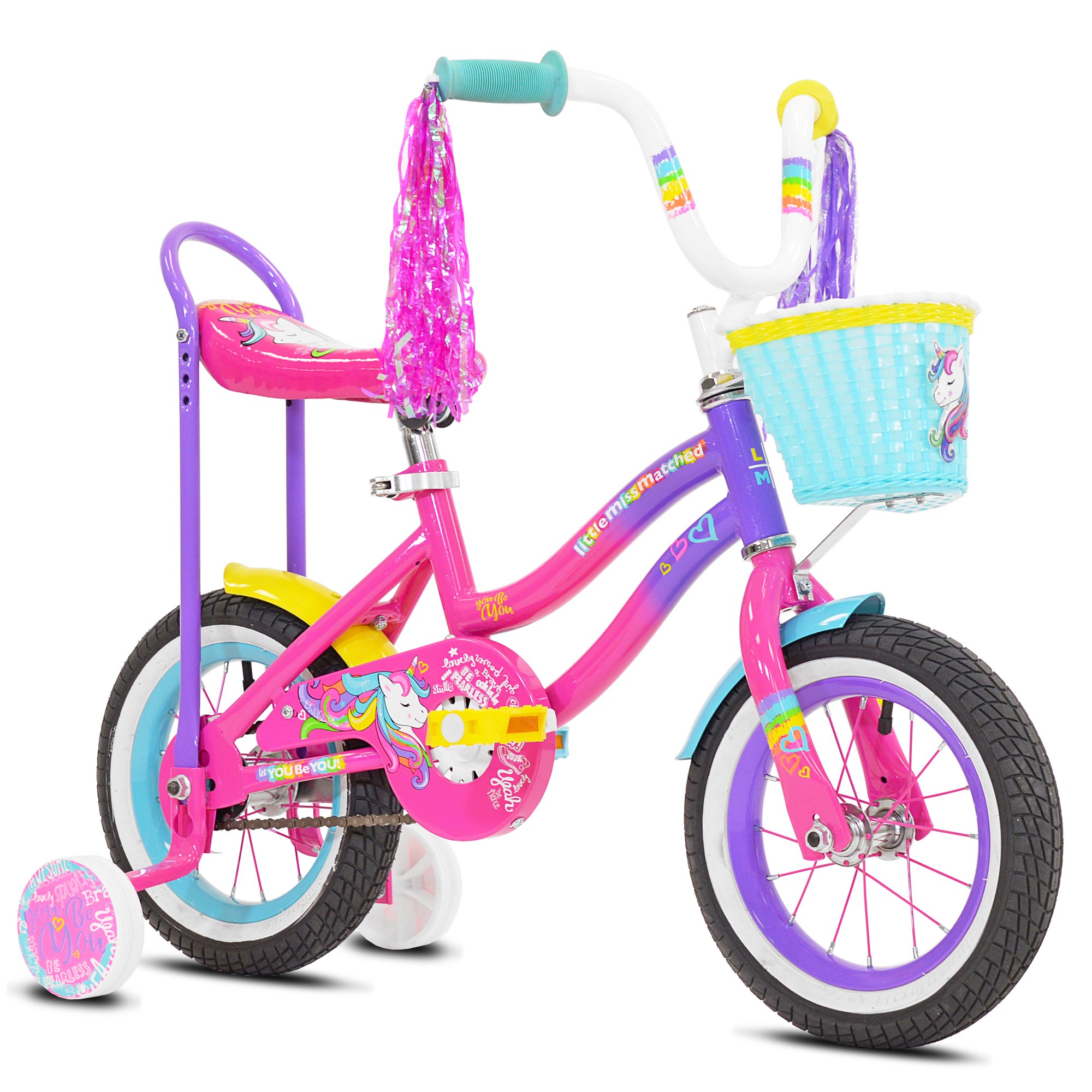 LittleMissMatched 12 In. Let You Be You Unicorn Bike， Pink and Purple