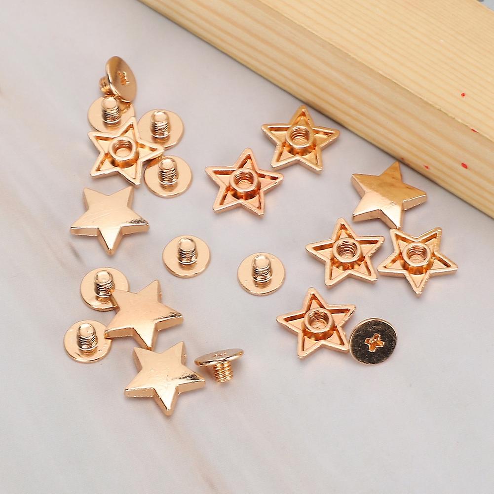 50 Sets Star Shape Rivet 12mm Flat Screw Clothes Accessory Antiand#8209;corrosion Zinc Alloy(gold )