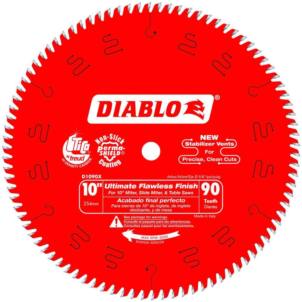 DIABLO 10 in. x 90-Tooth Ultimate Polished Finish Circular Saw Blade D1090X