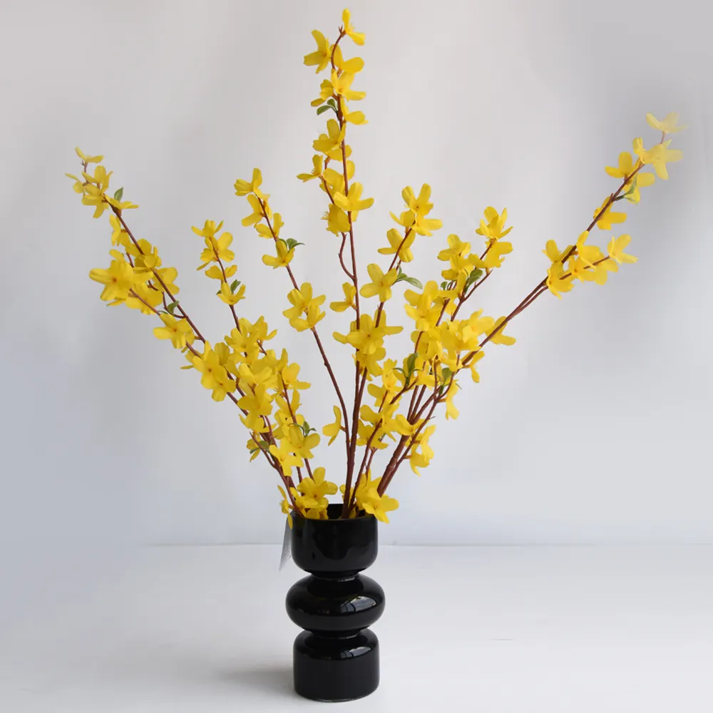 New arrival factory directly supply artificial yellow fabric jasminum nudiflorum jasmine flower branch for decoration