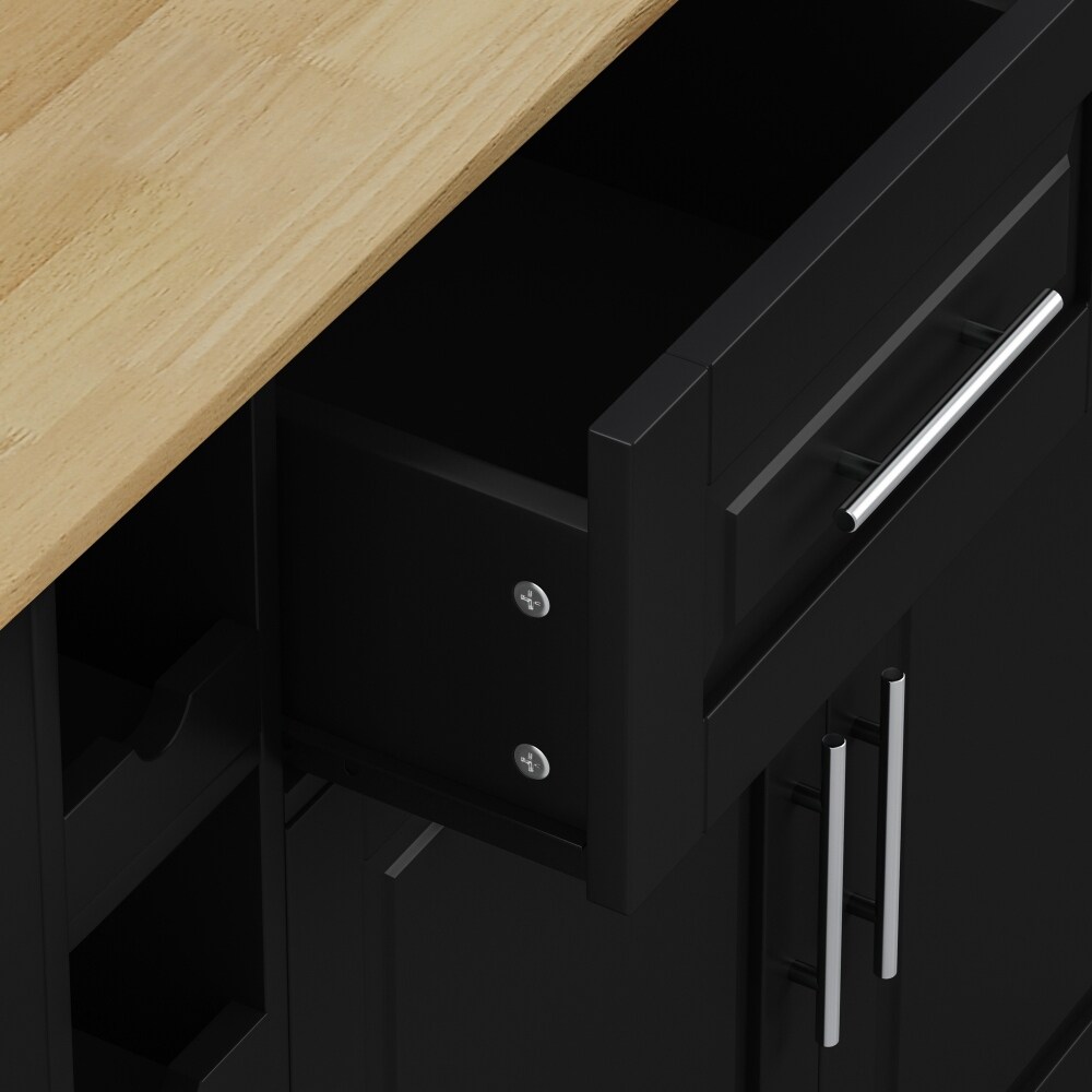 Kitchen Island Cart with 2 Door and 2 Drawers and Foldable Table Top