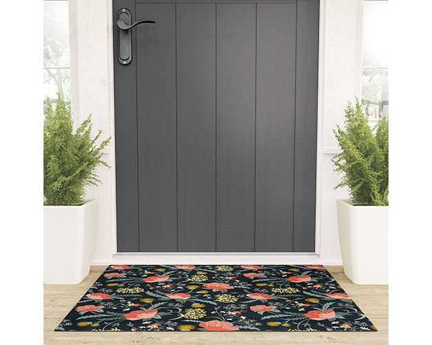 Heather Dutton Poppy Meadow Midnight Looped Vinyl Welcome Mat Society6