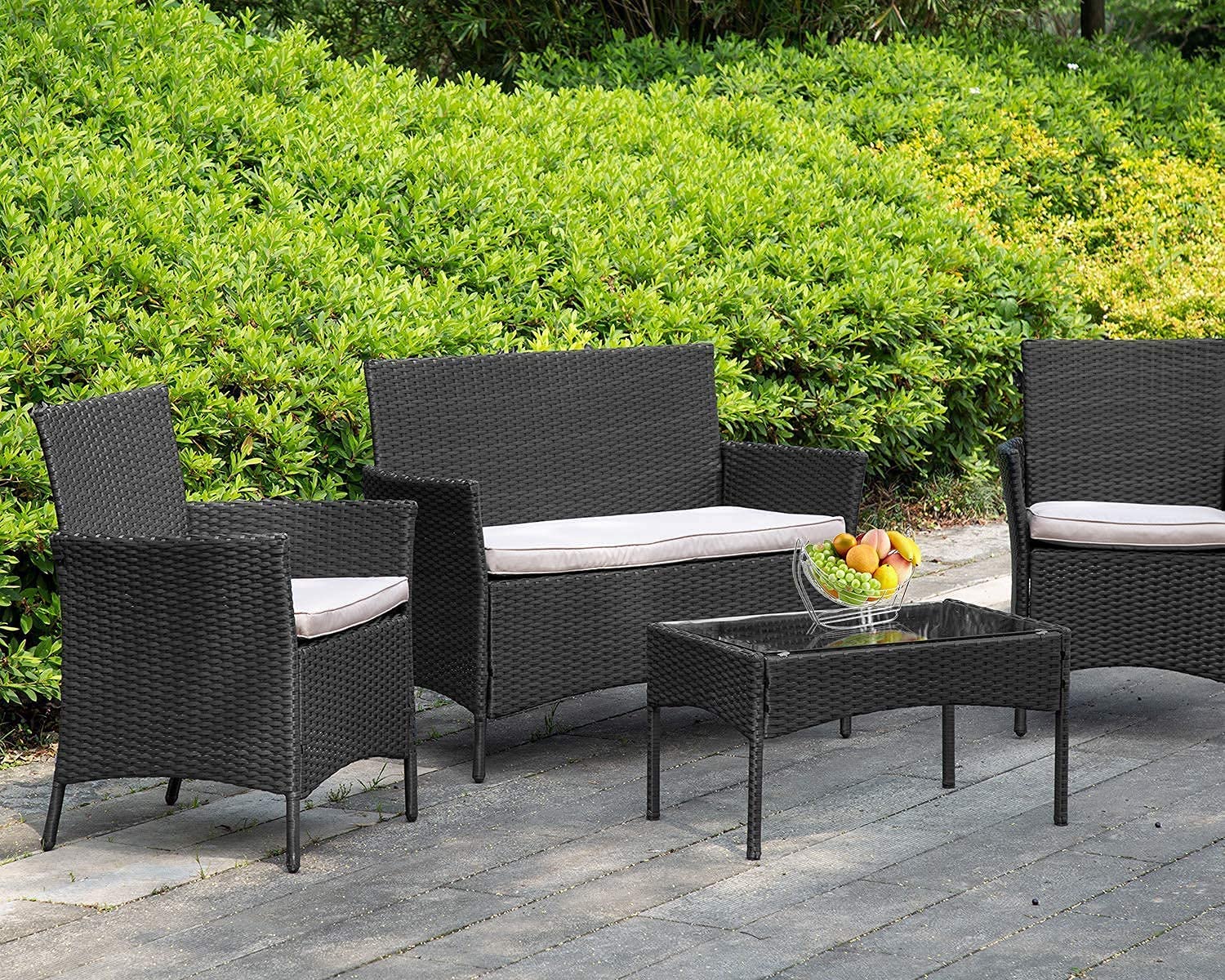 FDW Patio Furniture Set 4 Pieces Outdoor Rattan Chair Wicker Sofa Garden Pool/Backyard