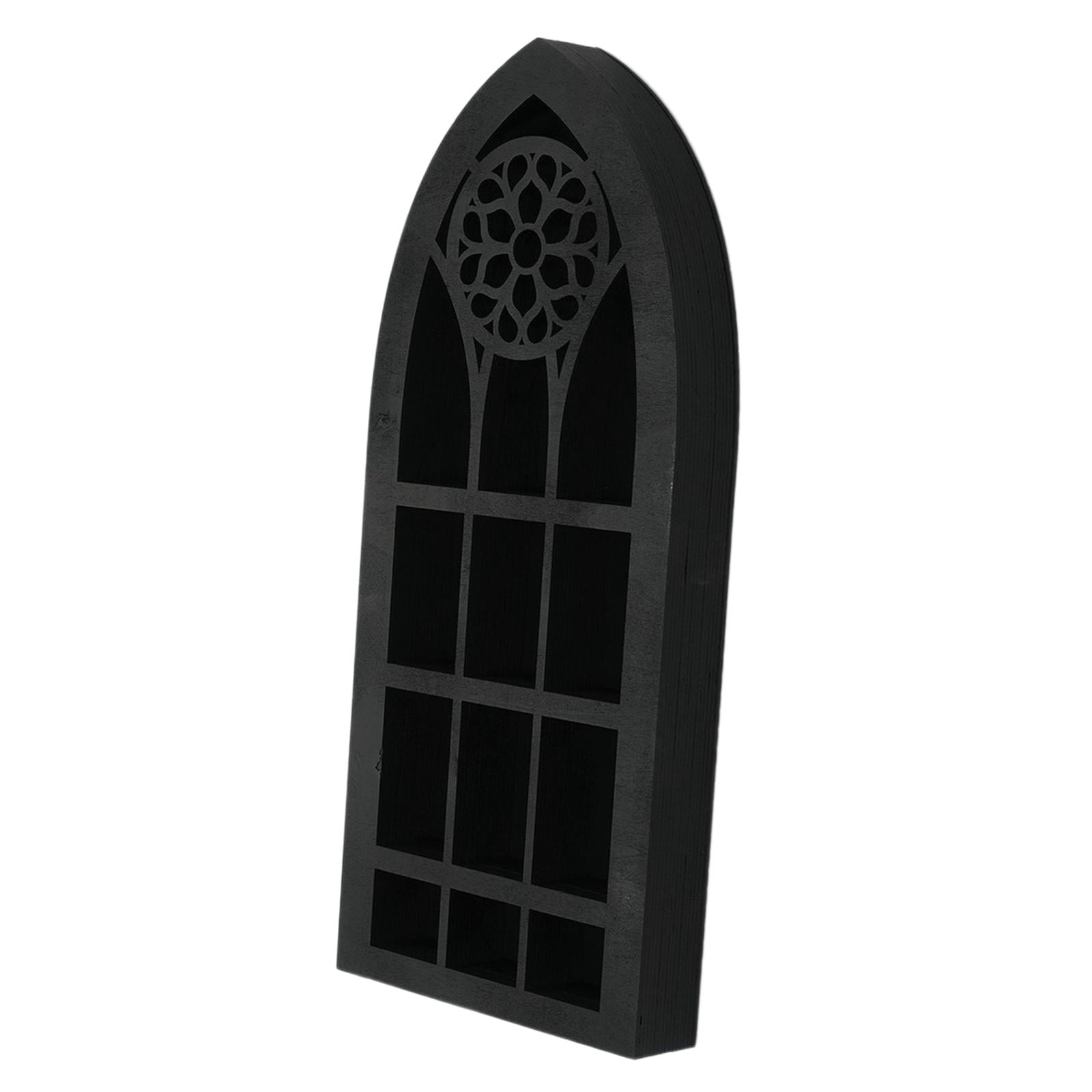 Wall Display Shelf for Collectibles Modern Church Window Design Small Wooden Shelf for Wall Figurine Display Shelf for Bathroom Living Room