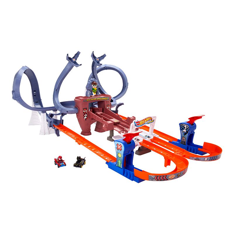 Mattel Hot Wheels Spider-Man and Black Panther Racerverse Web-Slinging Speedway Track Set