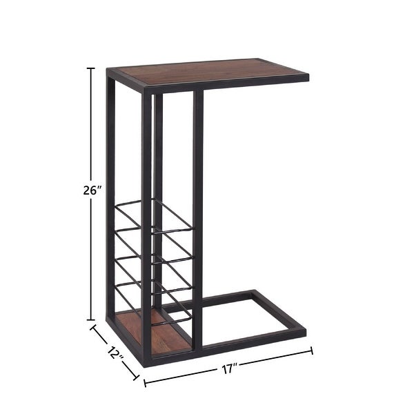 Edwin Contemporary Accent C Table in Iron and Acacia