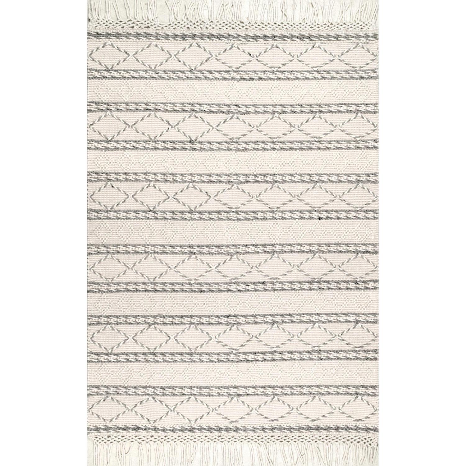 nuLOOM Delaney Tassel Wool Area Rug， 4and#8242; x 6and#8242;， Ivory