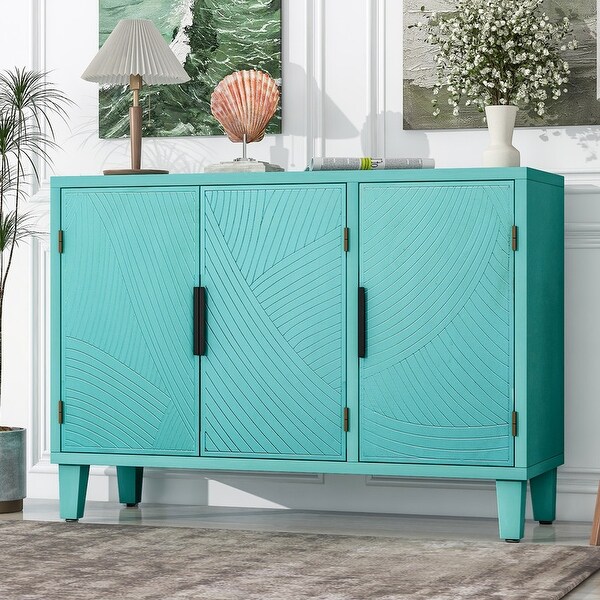 Wooden Accent Storage Cabinet Sideboard Buffet with Antique Doors