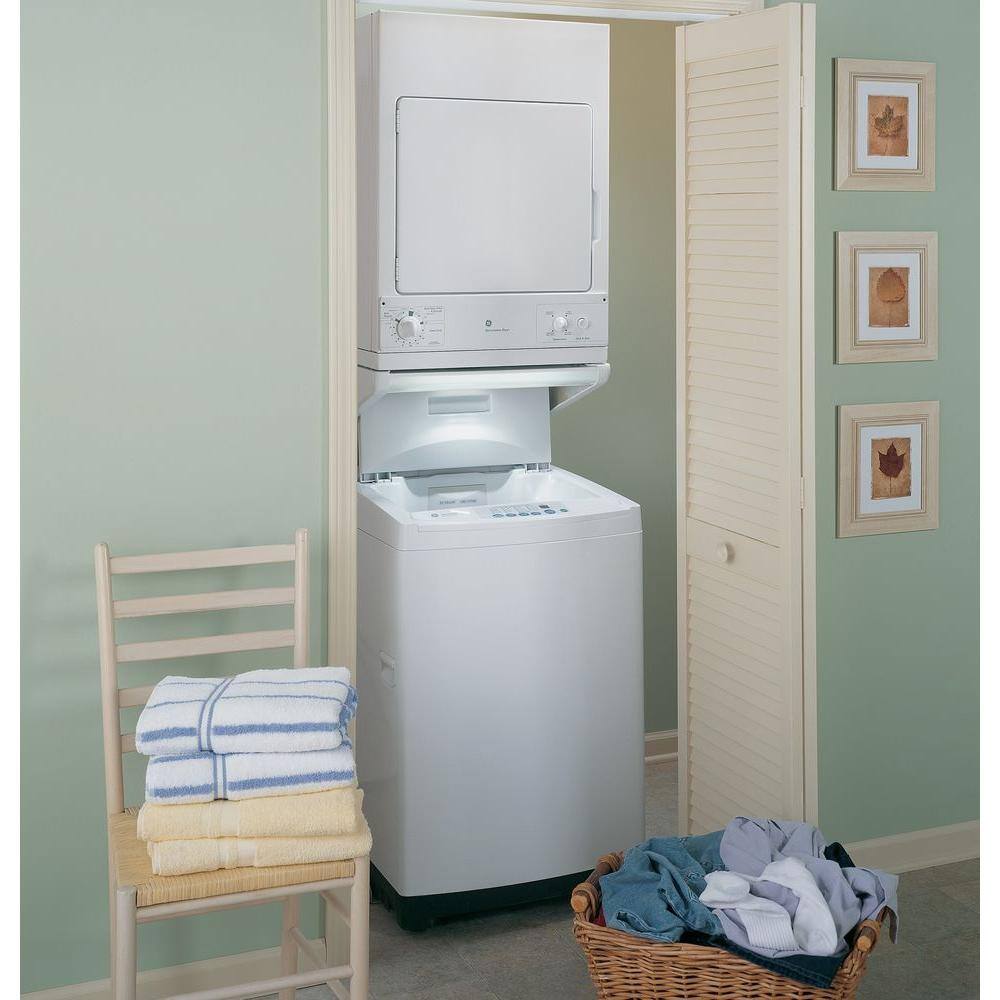 GE 3.6 cu. ft. 240-Volt White Stackable Electric Vented Stationary Compact Dryer DSKS433EBWW