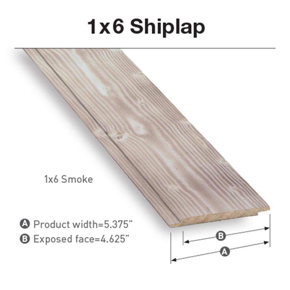 UFP-Edge 1 in. x 6 in. x 8 ft. Charred Wood Smoke White Pine Shiplap Board (4-Pack) 311588