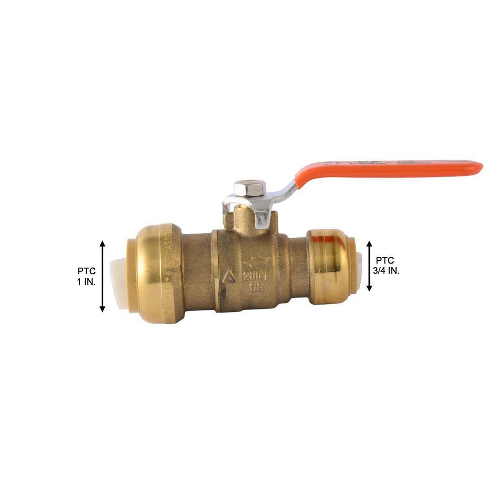 SharkBite 1 in. x 34 in. Push-to-Connect Reducing Brass Ball Valve 22993LF