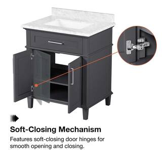 Home Decorators Collection Sonoma 30 in. W x 22 in. D x 34 in. H Bath Vanity in Dark Charcoal with White Carrara Marble Top Sonoma 30C