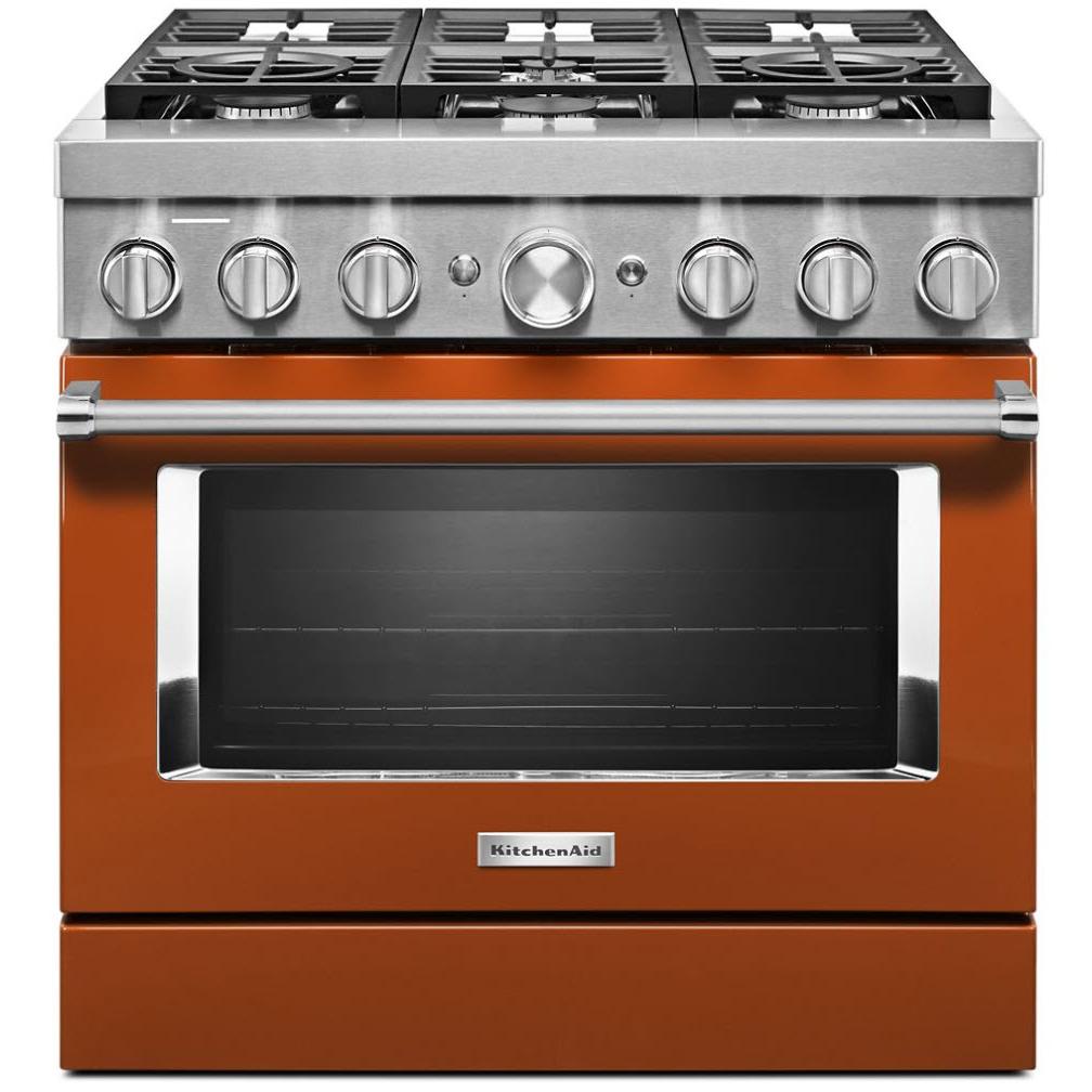 KitchenAid 36-inch Freestanding Dual Fuel Range with Even-Heat? True Convection KFDC506JSC