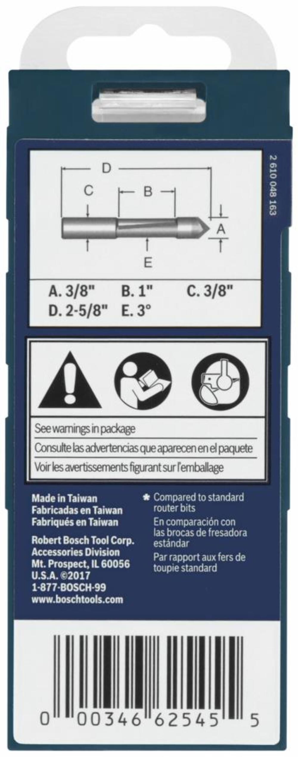 Bosch 3/8 In. x 1 In. Carbide-Tipped Single-Flute Pilot Panel Concave Router Bit 85245MC from Bosch