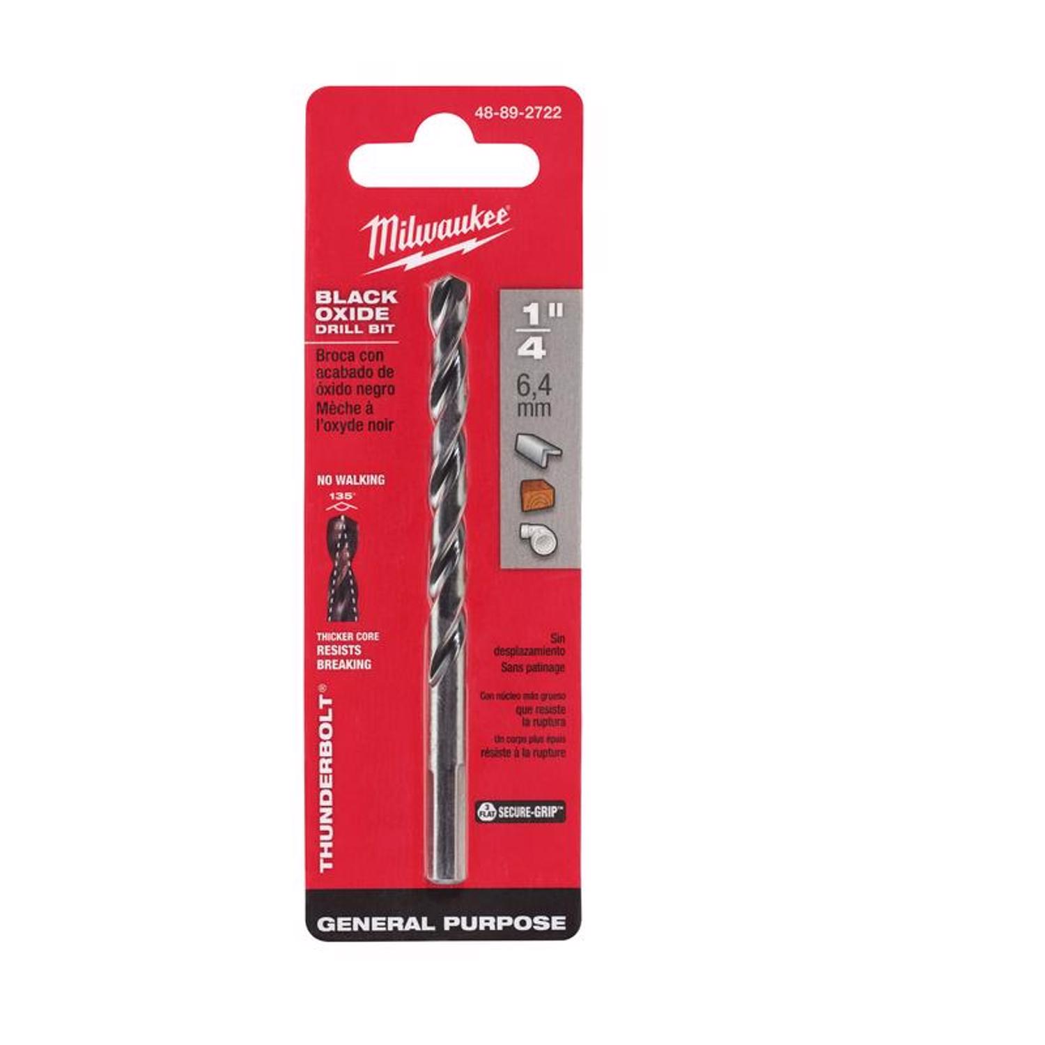 MW Thunderbolt 1/4 in. X 4 in. L Black Oxide Drill Bit 1 pc