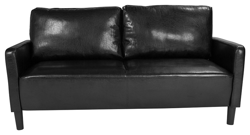 Washington Park Upholstered Sofa  Black LeatherSoft   Midcentury   Sofas   by First of a Kind USA Inc  Houzz