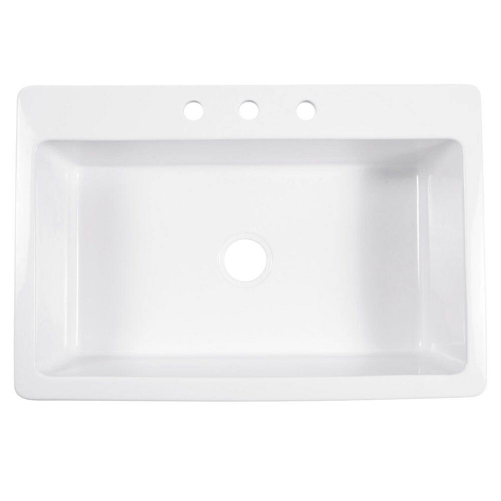 SINKOLOGY Jackson 33 in. 3-Hole Drop-in Single Bowl Crisp White Fireclay Kitchen Sink SK411-33FC-WH