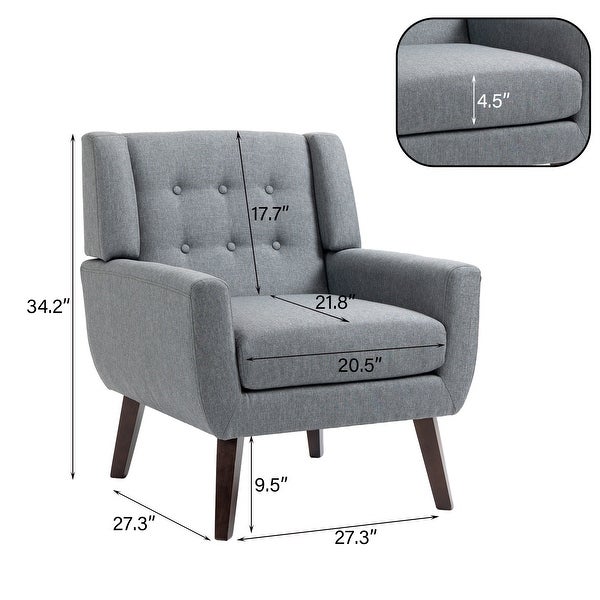 Modern Accent Chair Cotton Linen Upholstered Chair for Living Room