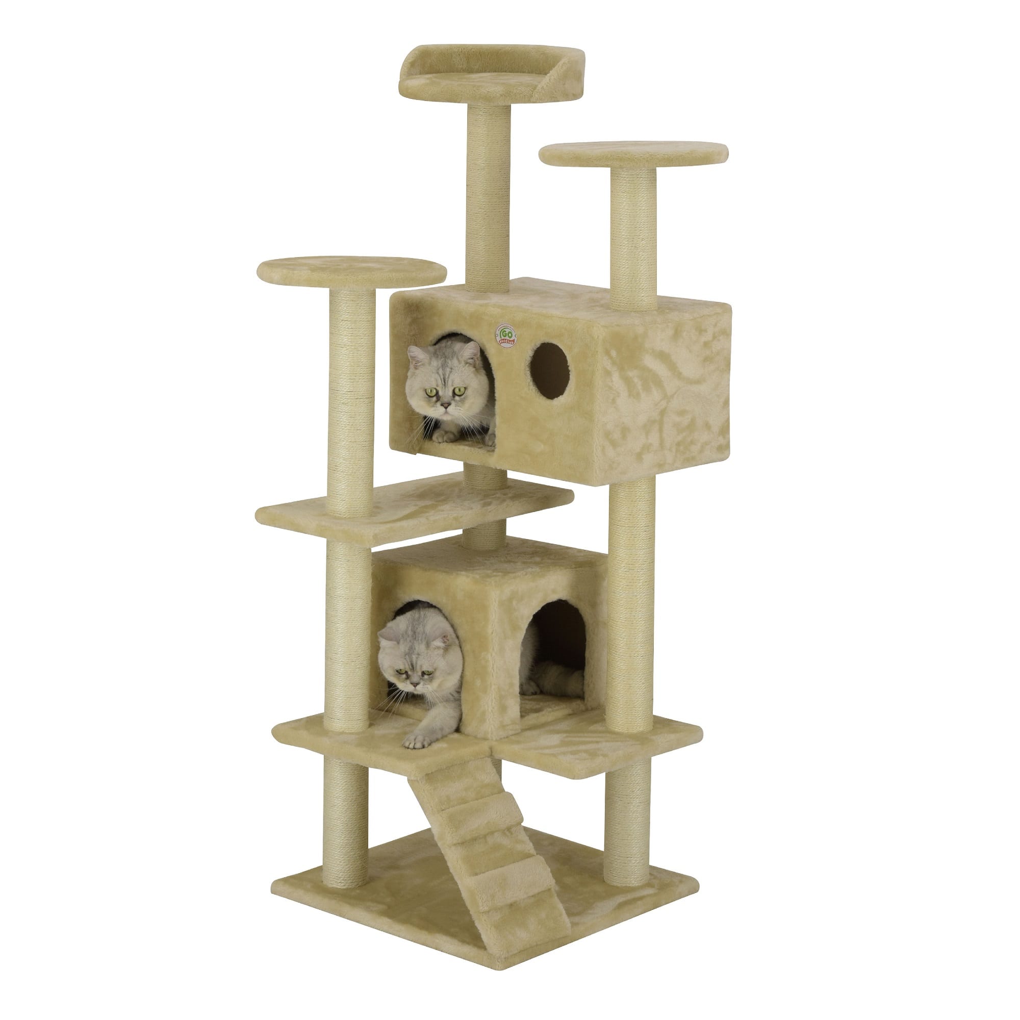 Go Pet Club Beige Cat Tree Condo with Sisal Scratching Posts F2024， 53